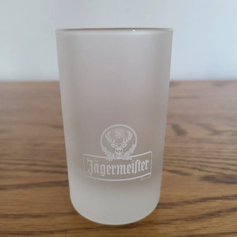 Jagermeister Collectible German Frosted 4cl Tall Shot Glass White Stag Logo
